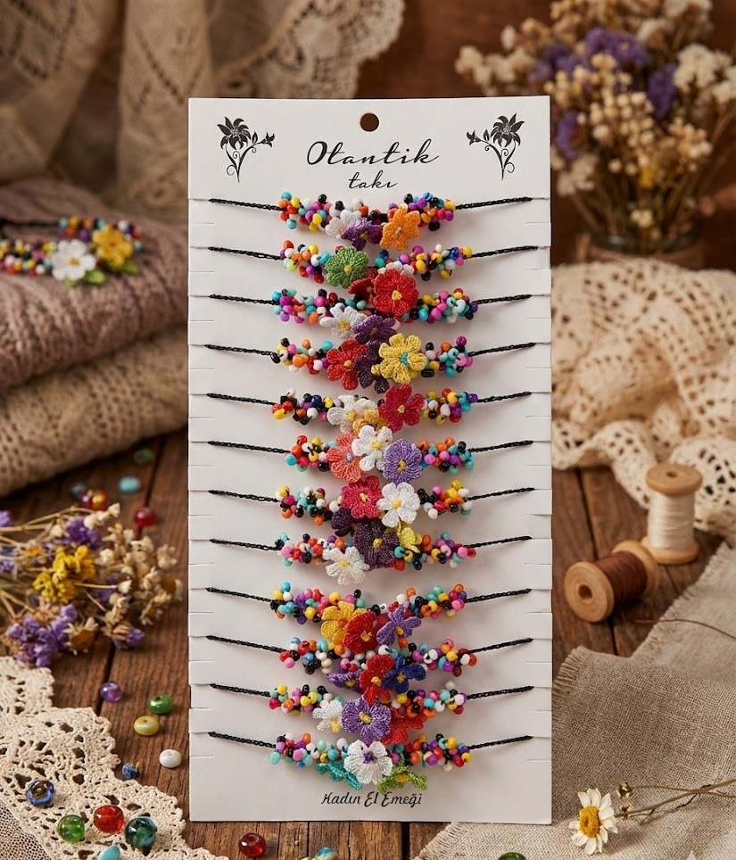 Erik Çiçeği Oyalı Otantik Halhal & Bileklik (12'li)